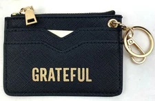 Madison West Bags GRATEFUL PU Vegan Leather Coin Credit Card Wallet Key Ring NEW