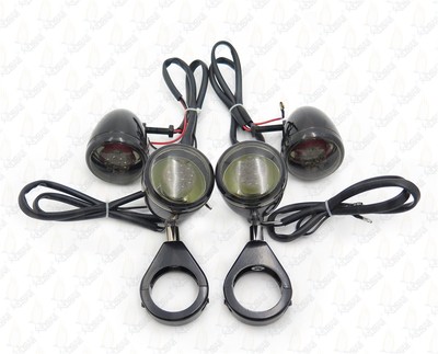 4-Piece 41mm LED Turn Signal Lights – Smoke Lens Amber For Harley Davidson Cruisers