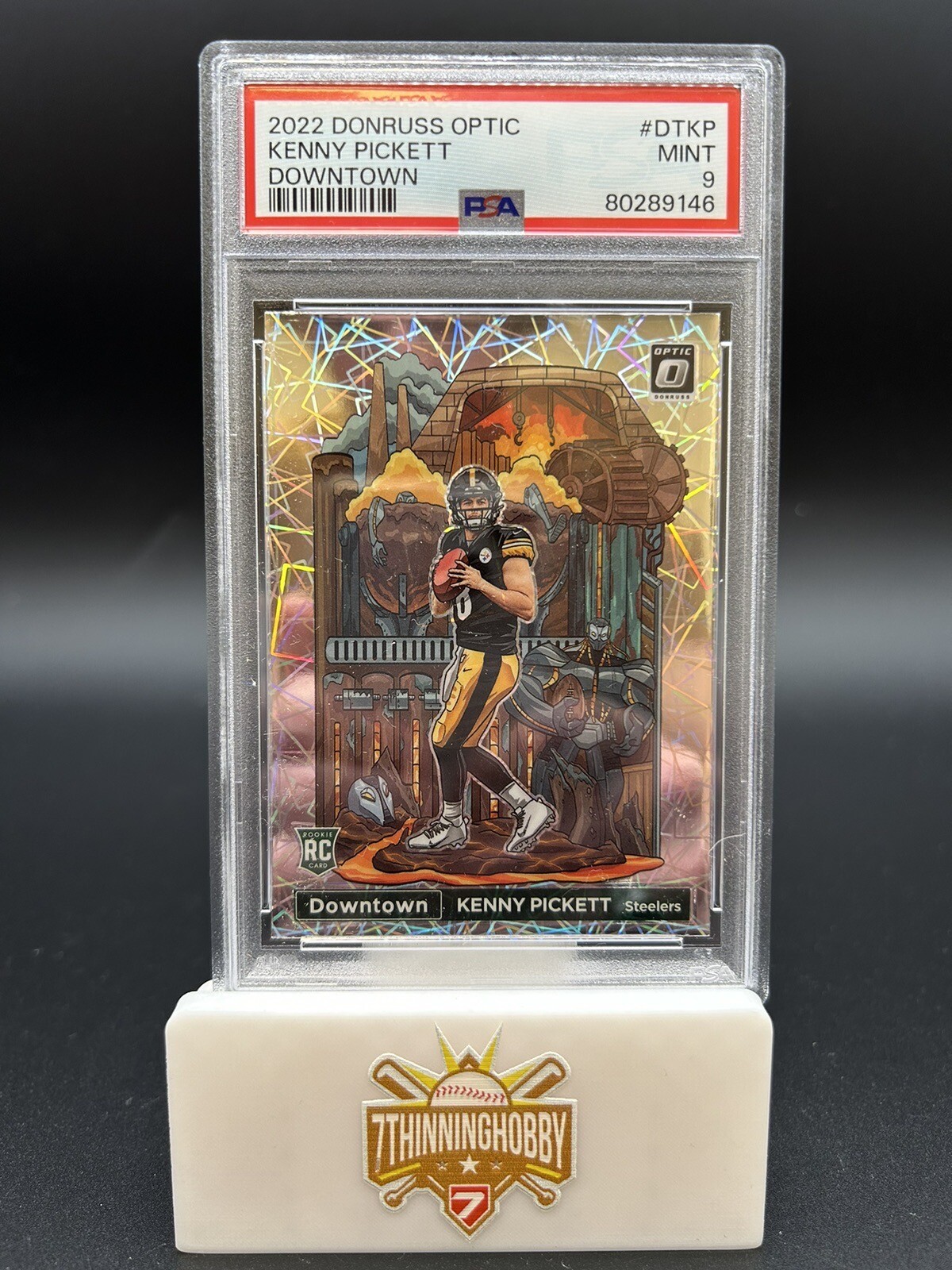2022 Donruss Optic Kenny Pickett Downtown Prizm RC Rookie #DT-KP PSA 9 Steelers