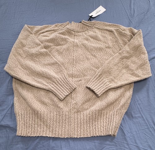 The Reset R Label Women's Sweater Large Beige 100% Cotton Chunky Knit Pullover - Picture 2 of 8