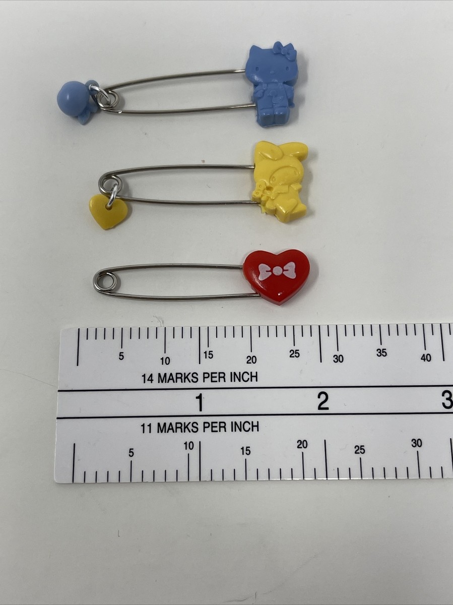 3 Sanrio 1976 Hello Kitty, Melody, & Heart Safety Pins 2  display picture 1