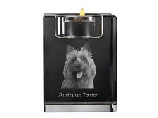 Australian Terrier - Candle Holder With Dog Photo, Tea Light From Crystal, Pe