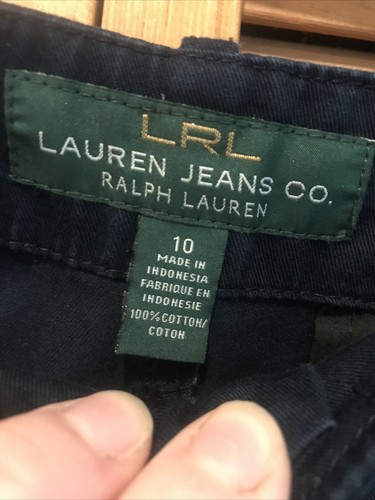 Lauren Ralph Lauren LRL pantaloncino donna taglia 10 chino piatto davanti blu navy - Foto 7 di 9