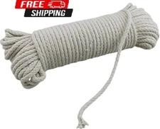 100 Ft Heavy Duty Braided Cotton Rope Clothesline #6 1/4" 6 mm Multi Purpose