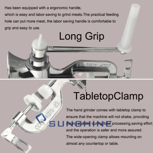 Table Hand Crank Manual Meat Grinder Mincer Stuffer Sausage Filler Maker Machine - Picture 5 of 24