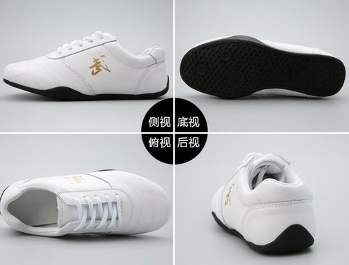 Leather Martial Arts Tai Chi Shoes Trainers Kung Fu Wingchun Sneakers 武 Pattern - Picture 12 of 18