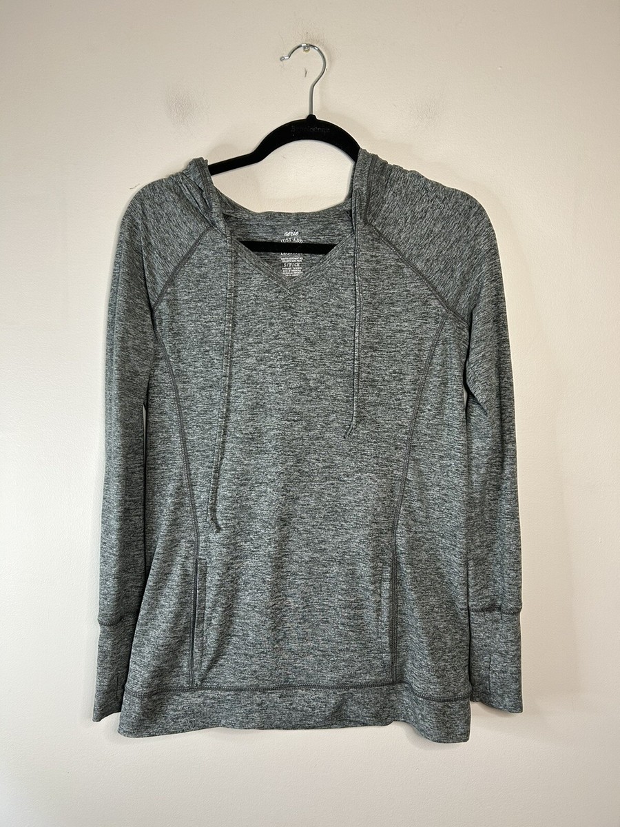 Aerie Shirt Womens Gray Top Cozy Just Add Leggings Casual Hood Pockets Small