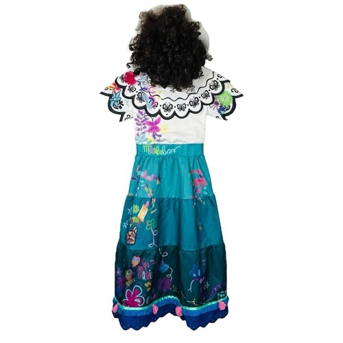 Disney Deluxe Encanto Mirabel Costume with Wig Floral Dress Girls Size 7/8 - Picture 6 of 13