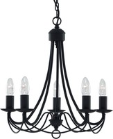 Traditional Satin Black Wrought Iron 5-light Ceiling Lighting Pendant Traditional Satin Black Wrought Iron 5-light Ceiling Lighting Pendant
