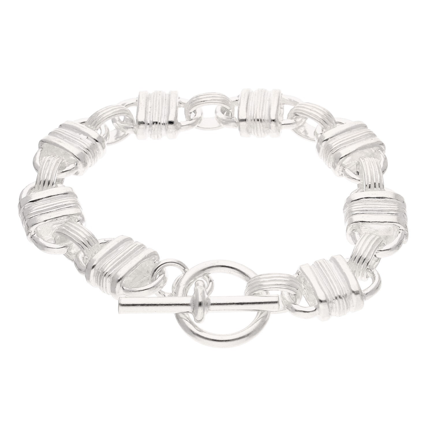 Sterling Silver 8.5"" Fancy Bracelet (12mm Wide)