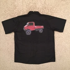 Red Kap Shirt Mens XL Black Short Sleeve Button Up Truck Graphic Double Sided
