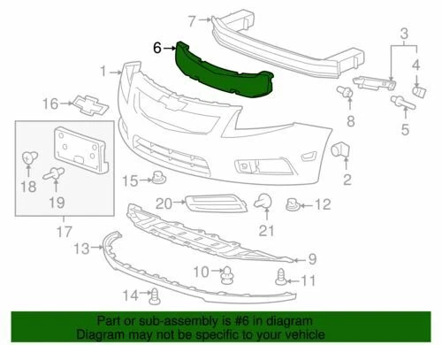Genuine GM 2011-2014 Chevrolet Cruze Black Front Bumper Energy Absorber 95963009 - Imagem 2 de 2
