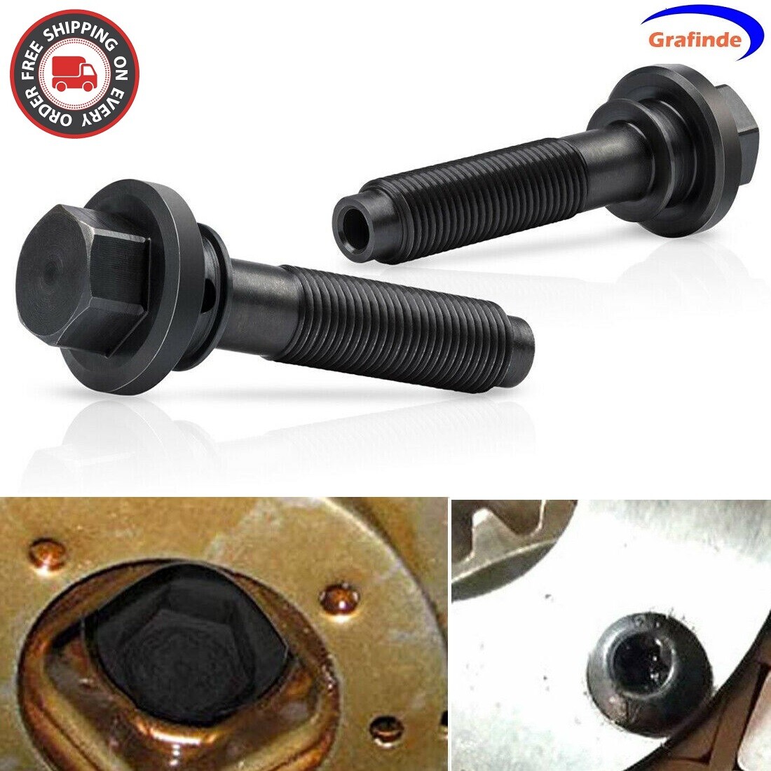 Camshaft Timing Phaser Mounting Bolt 3R2Z6A257DA (2Pcs) - Replacement For Ford/Lincoln Vehicles, 1 Year Warranty