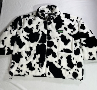 Yeshibounty Cow Print Womens Full-Zip Size XL Shacket All-Over-Print with Collar