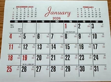 TEAR OFF 2026 CALENDAR MINI 6" x 4-1/2" CARD POCKET WALL OFFICE SCHOOL
