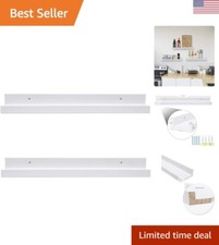 White Floating Shelves Wall Mounted Set of 2, 24 Inch Picture Ledge Shelf for...