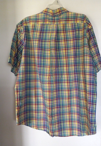 Ralph Lauren Shirt Mens XL Yellow Blue Plaid Button Down Short Sleeve Cotton - Picture 3 of 3