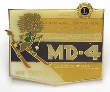 Lions Club International Pin MD4 California Nevada 1988 Denver CO Lion on Skis
