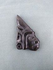 Jade Steinfigur Jadekopf Sammlerstück Maya Figur schwarze Jade Schmuck.