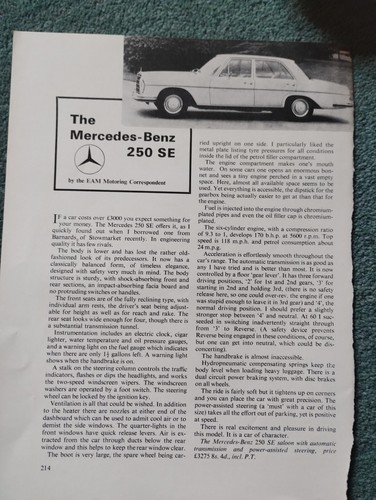 Sk18 Ephemera 1967 Artikel Kraftwagen Test Mercedes-Benz 250 SE