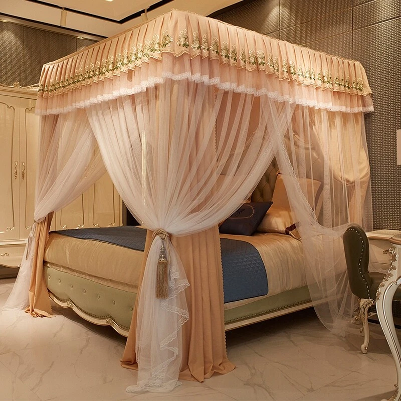 Mosquitera de lujo para cama de verano con marco de acero inoxidable cortina de cama Foto 2 de 4