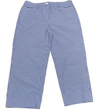 Talbots Perfect Skimmer Cropped Pants Women  s 10 Blue White Gingham Mini Check