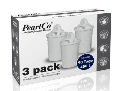 PearlCo CLASSIC Wasserfilter Kartuschen Pack 3 (kompatibel mit BRITA Classic)