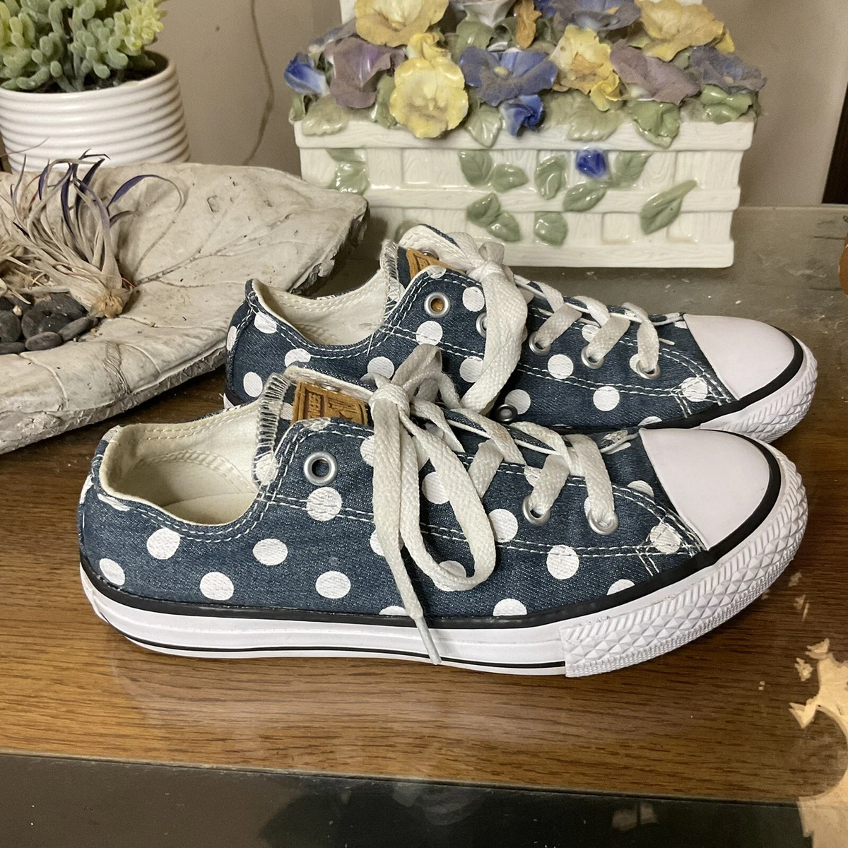 Converse one star best sale chambray dots low top