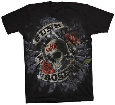 T-shirt Homme Guns N Roses Officiel - Noir, Coton, Manches Courtes, Classique, Neuf Avec étiquettes