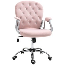 Image of Vinsetto Office Chair Velour Diamond Tufted Padded Ergonomic Swivel Pink