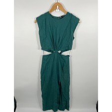 Zara Womens Linen Blend Maxi Dress S Green Resort Euro Summer Beach Vacation