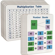 24 Set Multiplication Chart WhiteBoard, 9" x 12" Double Sided Dry Erase Multi...