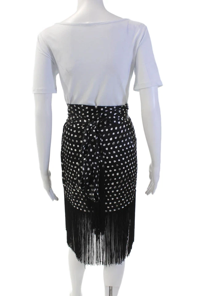 Minifalda negra con flecos a lunares de seda We Are Leone para mujer talla M Foto 3 de 4