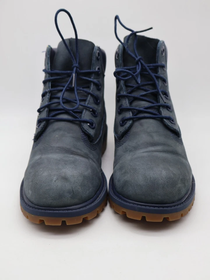 BOTA IMPERMEABLE PREMIUM TIMBERLAND Juniors 6" Mediana Azul Nubuck Talla 4 Foto 3 de 4