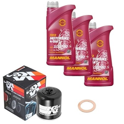 K&N Ölfilter Set MANNOL 10W40 3L für Yamaha YZF 600 R Thunder Cat 4TV Bj.1996