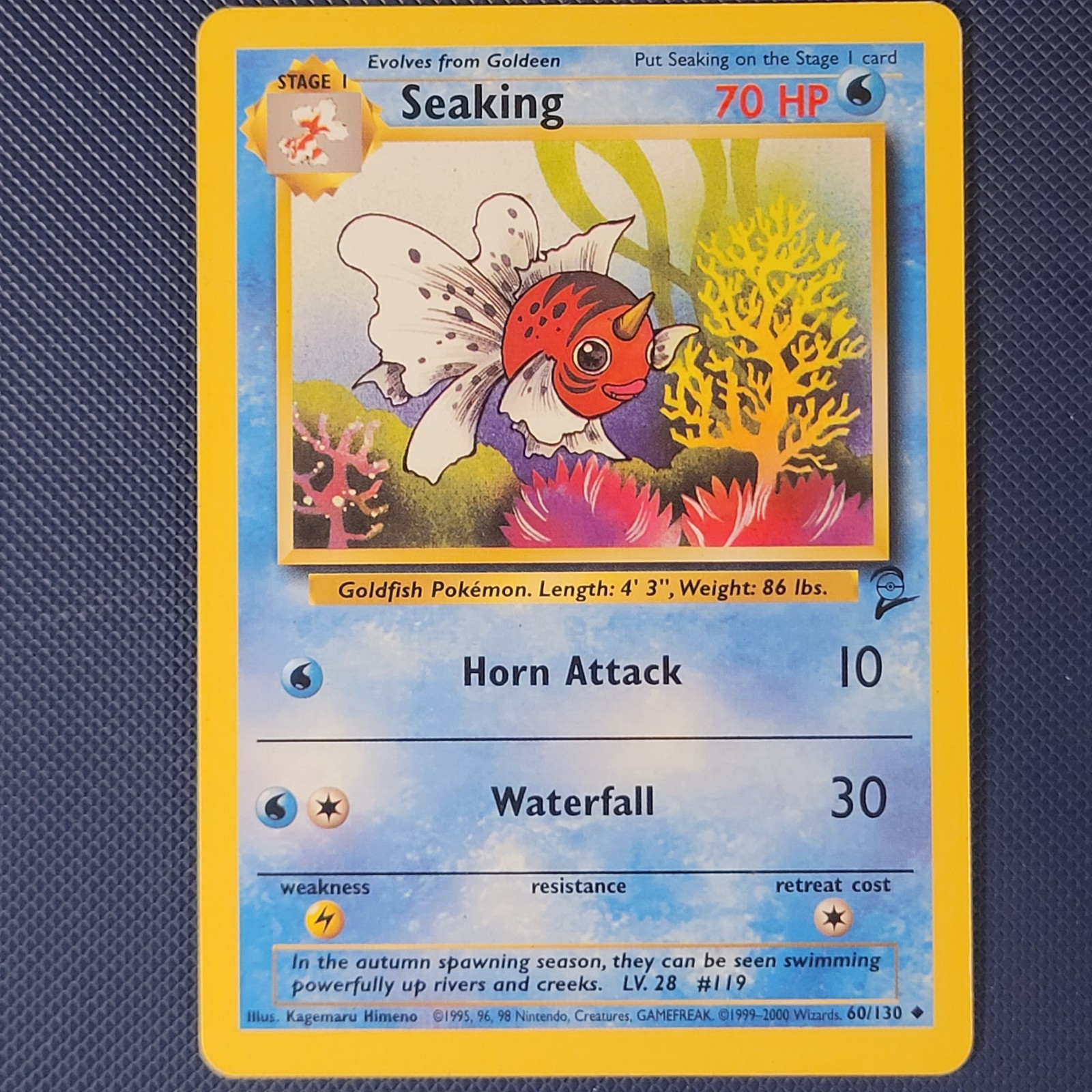 Seaking 60/130 - Base Set 2 - Common Vintage WOTC Pokemon Card - LP