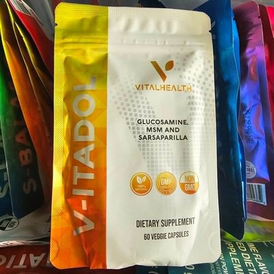 Vital Health V-Itadol 60 Veggie Caps Glucosamine MSM Sarsaparilla - Joint Suppor