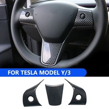 New FOR TESLA MODEL 3-Y CARBON FIBER CAR STEERING WHEEL COVER TRIM ACCESSORIES