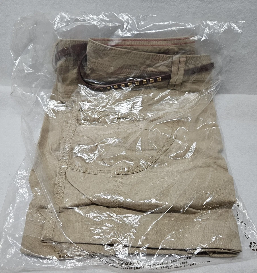 Apt. 9 Pantalones Cortos Para Mujer con Puños Mezcla de Lino, Caqui, Talla 10/Nuevos Foto 2 de 4