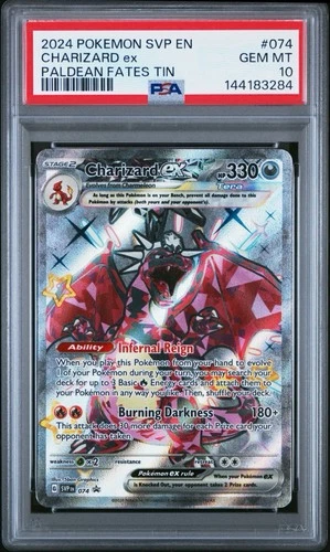 2024 Pokemon SVP EN Charizard EX Paldean Fates Tin #074 PSA 10