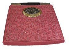 VTG Borg Hot Pink MCM 1950  s 1960  s Mechanical Bathroom Scale Art DecoWORKS READ