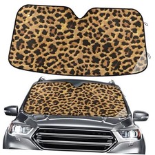 Brown Black Leopard Windshield Sun Shade for Car Auto SUV Truck Foldable Front