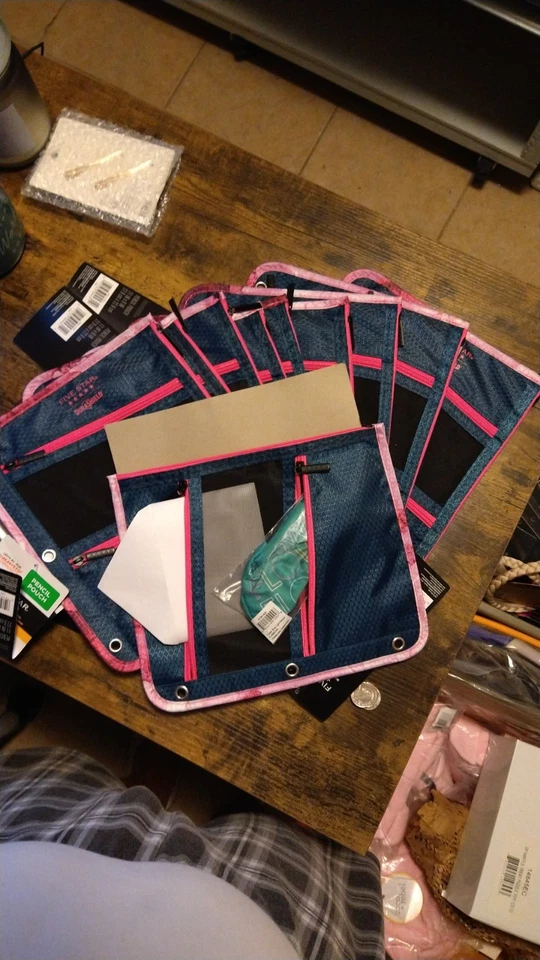 Bolsa de lápiz Mead Five Star Binder para carpeta de 3 anillos 2 bolsillos con cremallera 11"x9" NUEVO Foto 3 de 4