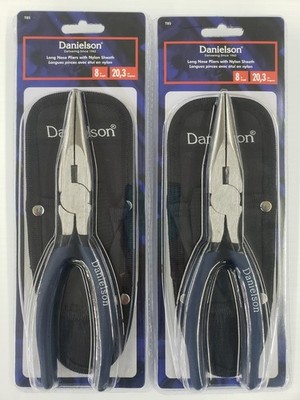 Lot 2 Danielson Long Nose Pliers 8'' Sheath Needlenose Fish Camp Hardware 4C7