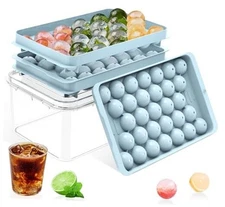 Ice Cube Tray with Lid and Bin – Round Ice Cube Trays for 1.2in/62balls&box
