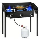 Portable Propane 225,000-BTU 3 Burner Gas Cooker Outdoor Camping Stove Grill