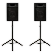 Acoustic Audio PA-380X Passive 8" DJ Speakers & Stands PA Karaoke 3-Way Studio