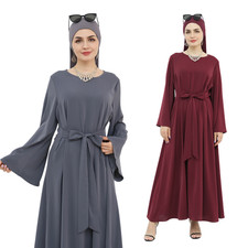 Abaya Women Muslim Long Sleeve Maxi Dress Turkey Kaftan Islamic Robes Dubai Gown