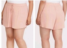 Torrid 2X Shorts Lace Front Crepe Peachy Pink Casual Pull On High Waisted Boho