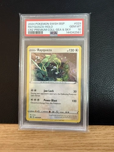 2024 Pokémon Rayquaza SWSH029 Black Star Promo Holo Card Cosmos PSA 10